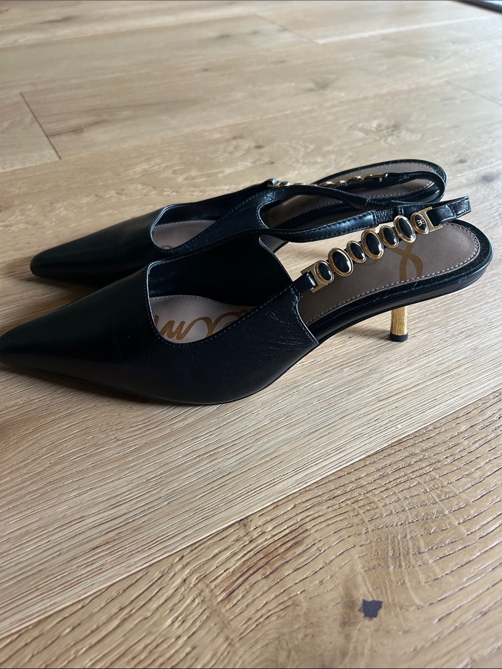 Sam Edelman Baker heel Pointed-Toe Slingback Kitten Heel Pumps